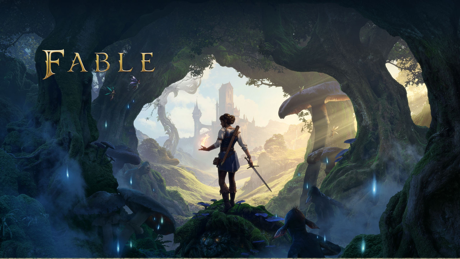 En hjälte står i en sagolik miljö från Playground Games nya Fable.