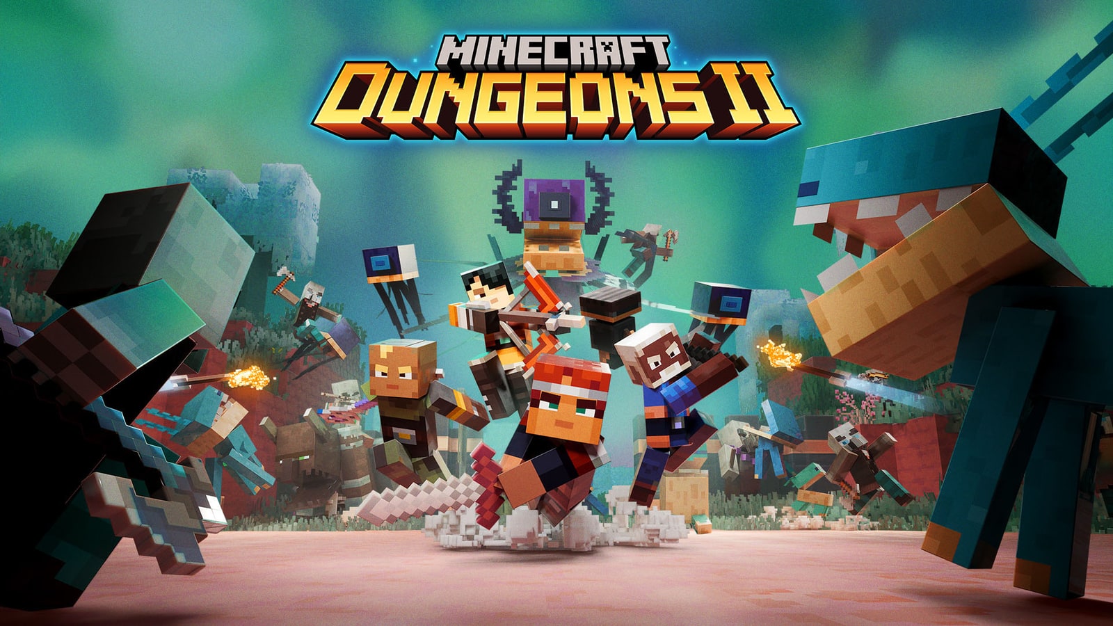 En scen från Minecraft Dungeons II med den nya dimensionen The Sift